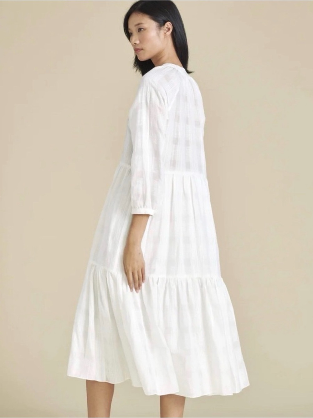 Like New - Veronica Beard Sarita White Tiered V-Neck Maxi Dress (XL) - Picture 5 of 13